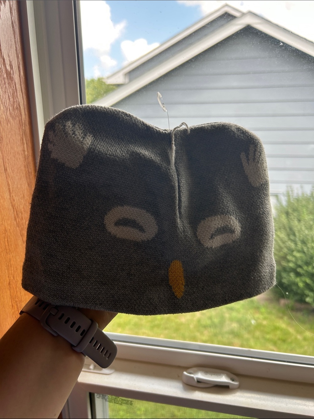 Patagonia Kids Gray Owl Beanie with Yellow Beak